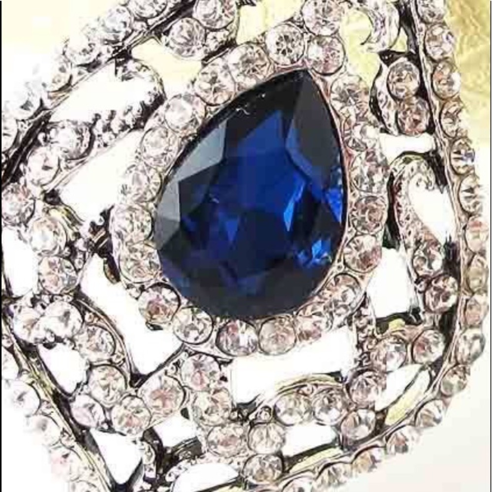 Sapphire Crystal and Rhinestone Drop Earrings - Picture 3 of 3